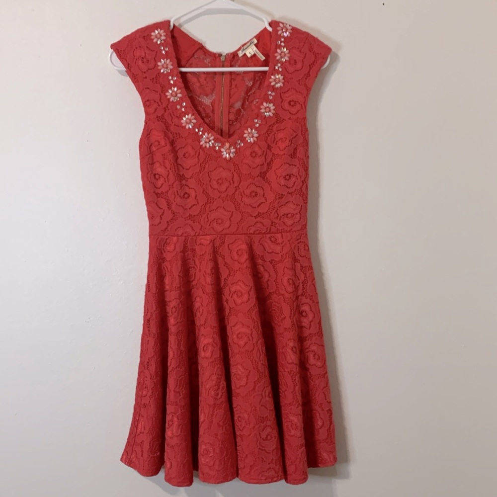 Marineblu Redish/Pinkish Dress With Lace & Stones Size Small Used
